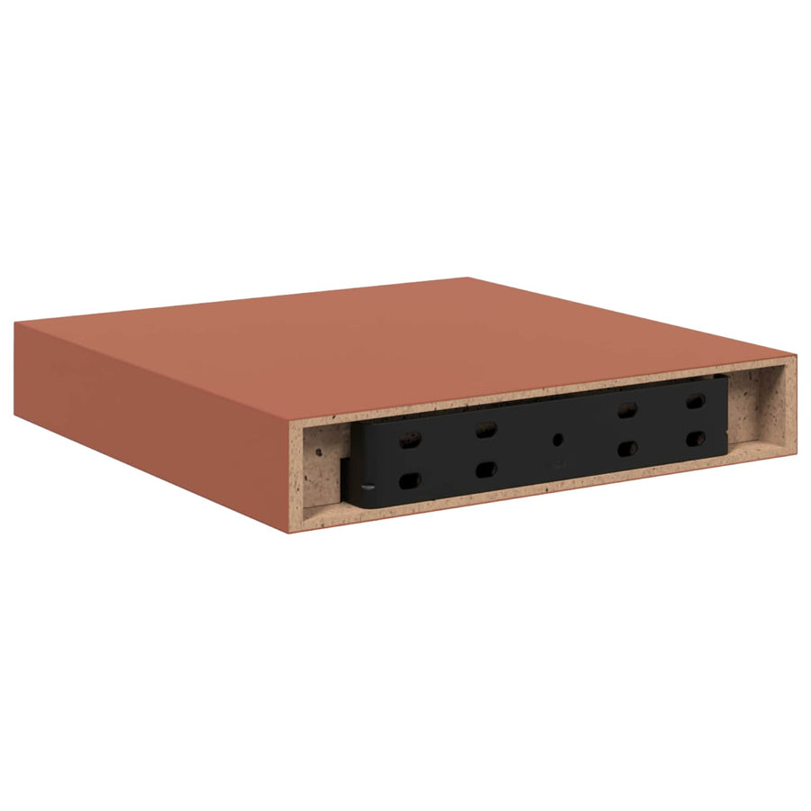 Wandplank met opslag 2 pcs Rood 23 x 23,5 x 4 cm Bewerkt hout