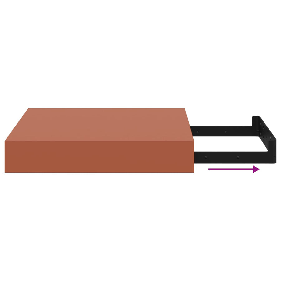 Wandplank met opslag 2 pcs Rood 23 x 23,5 x 4 cm Bewerkt hout