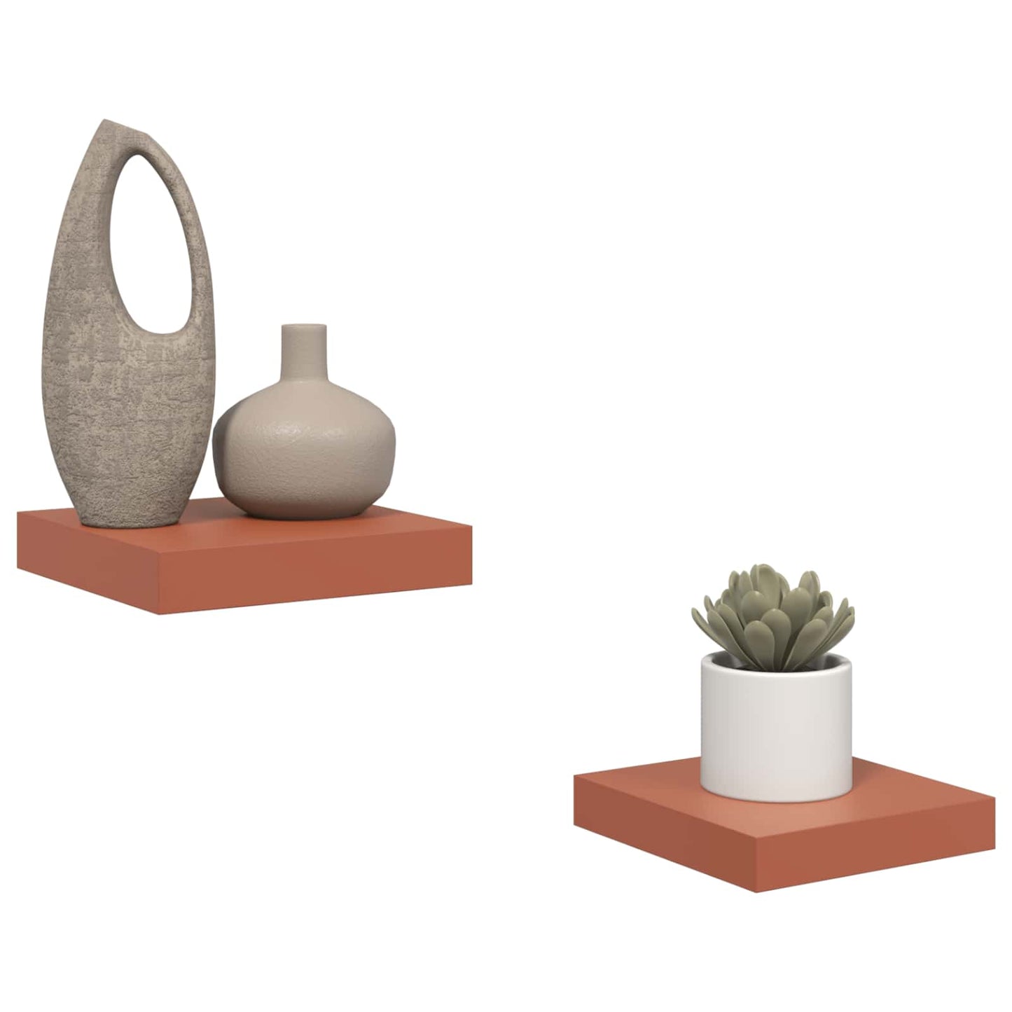 Wandplank met opslag 2 pcs Rood 23 x 23,5 x 4 cm Bewerkt hout