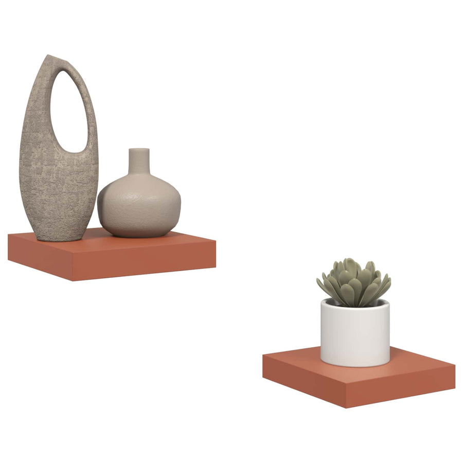 Wandplank met opslag 2 pcs Rood 23 x 23,5 x 4 cm Bewerkt hout