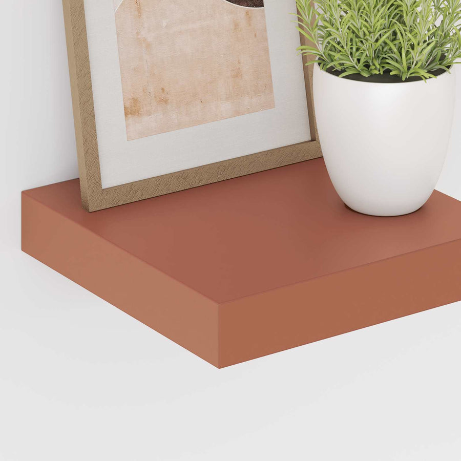 Wandplank met opslag 4 pcs Rood 23 x 23,5 x 4 cm Bewerkt hout