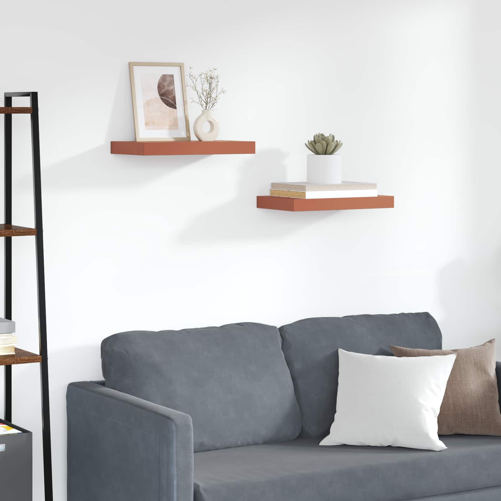 Wandplank met opslag 2 pcs Rood 40 x 23,5 x 4 cm Bewerkt hout