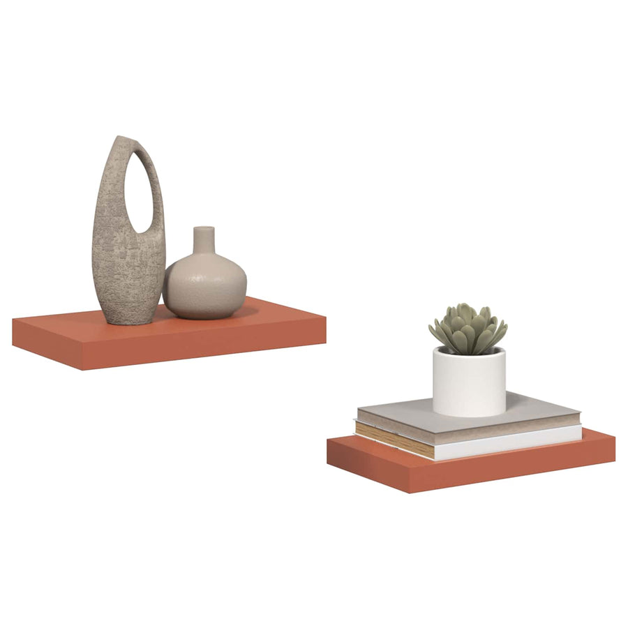 Wandplank met opslag 2 pcs Rood 40 x 23,5 x 4 cm Bewerkt hout