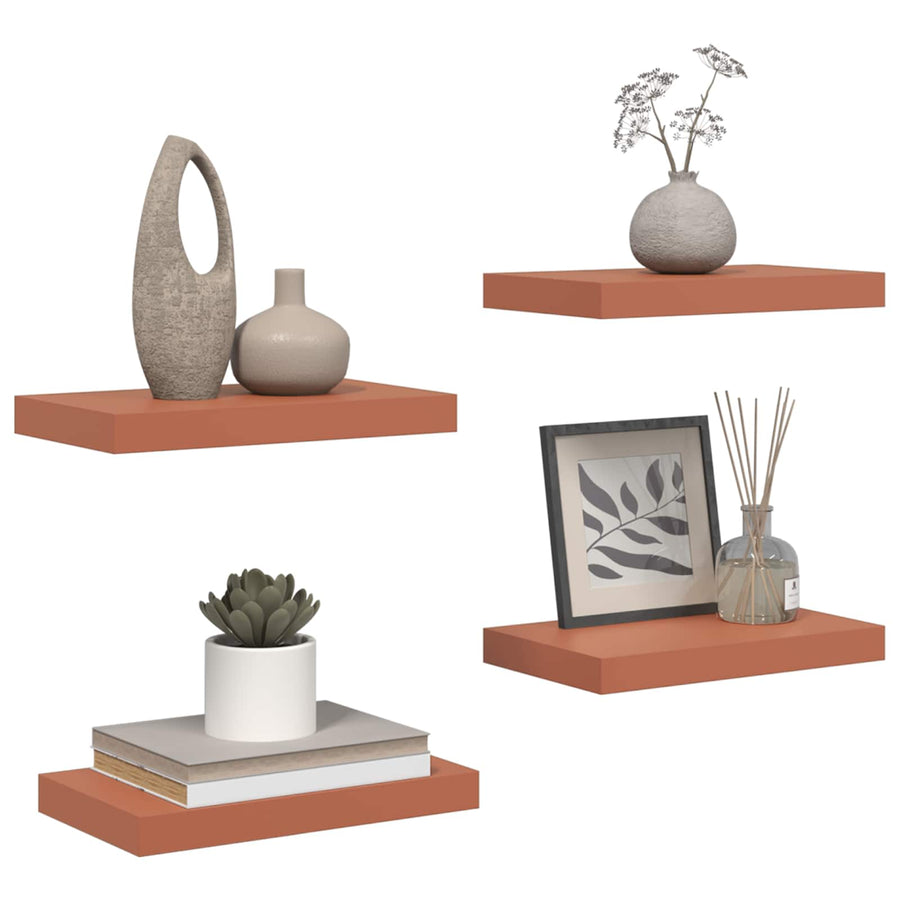 Wandplank met opslag 4 pcs Rood 40 x 23,5 x 4 cm Bewerkt hout