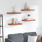 Wandplank 50x23x4 cm rood bewerkt hout set van 4