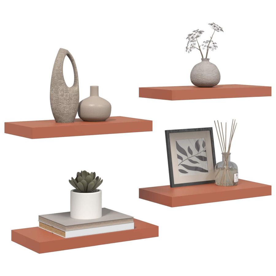 Wandplank Wandgemonteerd 4 pcs Rood 50 x 23 x 4 cm Bewerkt hout