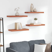 Wandplank 60x23x4 cm rood bewerkt hout (4 stuks)