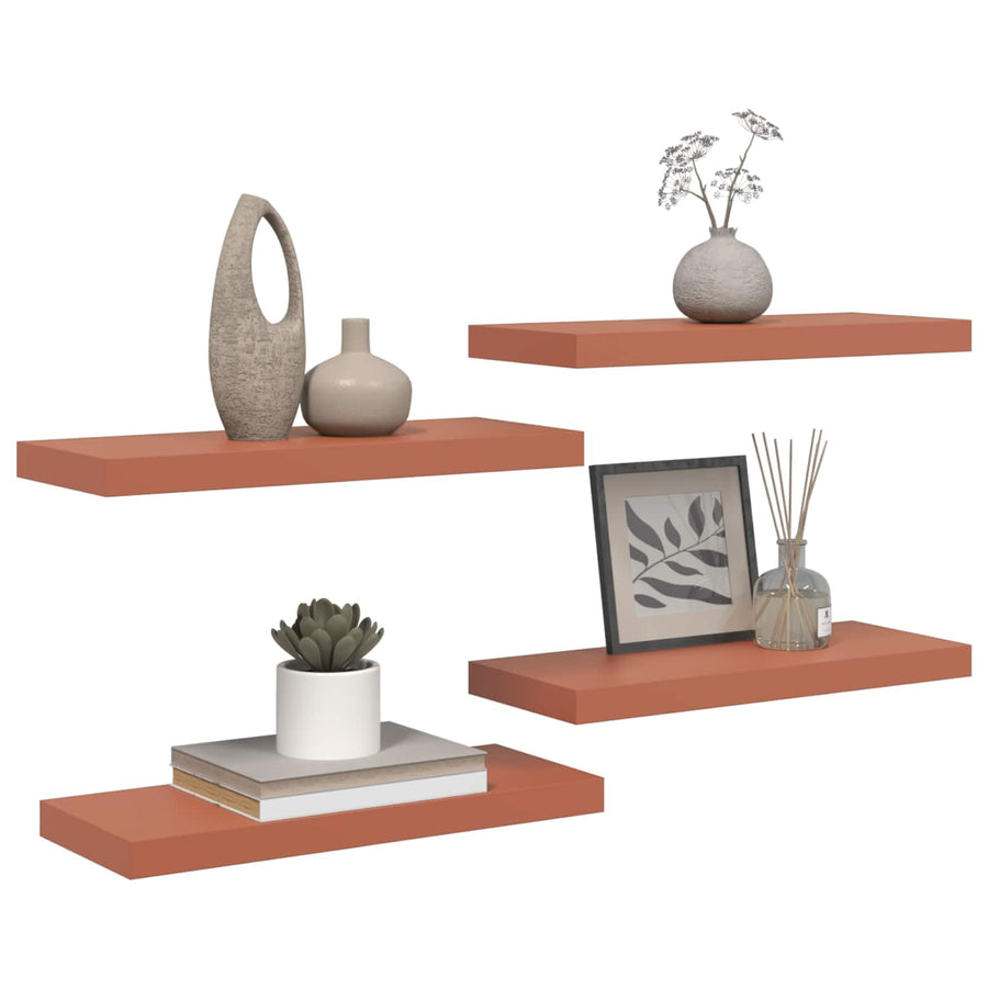 Wandplank Wandgemonteerd 4 pcs Rood 50 x 23 x 4 cm Bewerkt hout