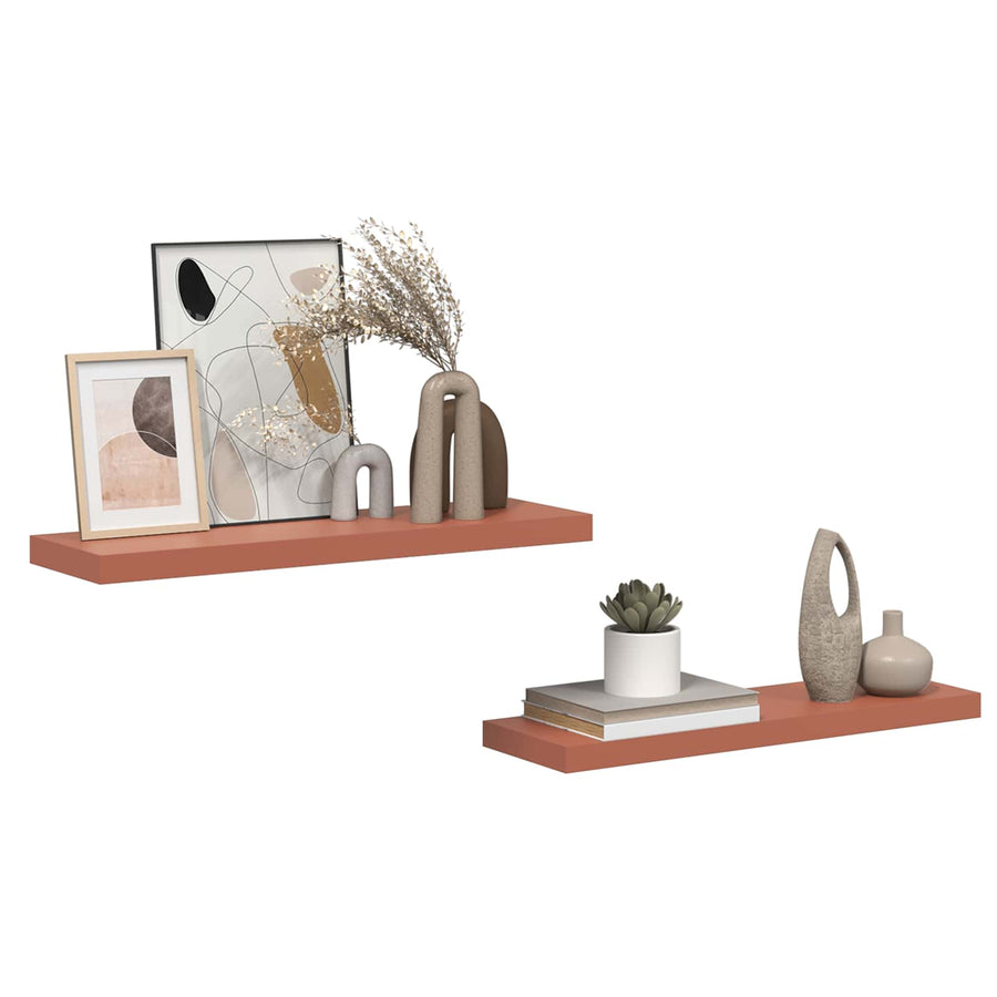Wandplank met opslag 2 pcs Rood 80 x 23,5 x 4 cm Bewerkt hout