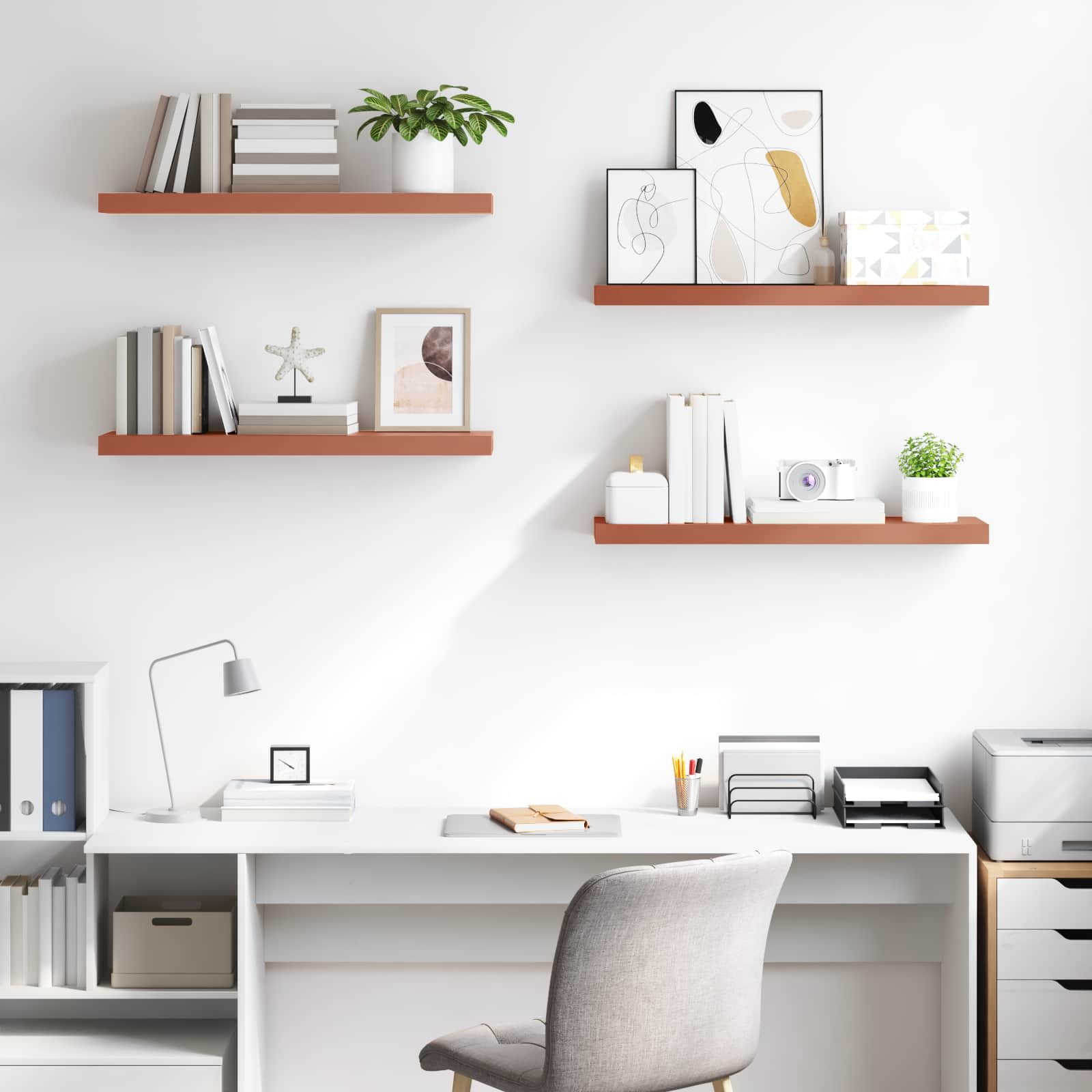 Wandplank met opslag 4 pcs Rood 80 x 23,5 x 4 cm Bewerkt hout