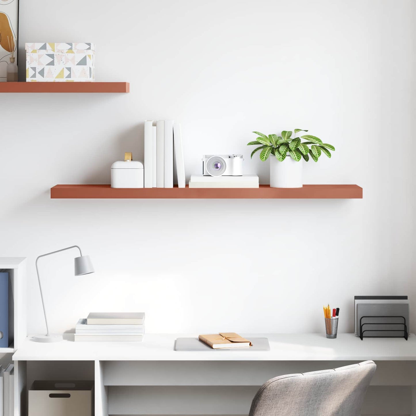 Wandplank Wandgemonteerd Rood 120 x 23,5 x 4 cm Bewerkt hout