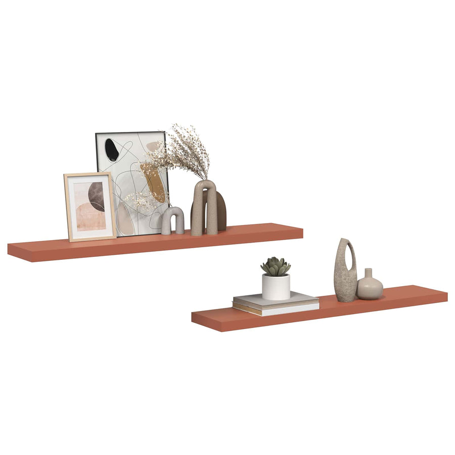 Wandplank met opslag 2 pcs Rood 120 x 23,5 x 4 cm Bewerkt hout