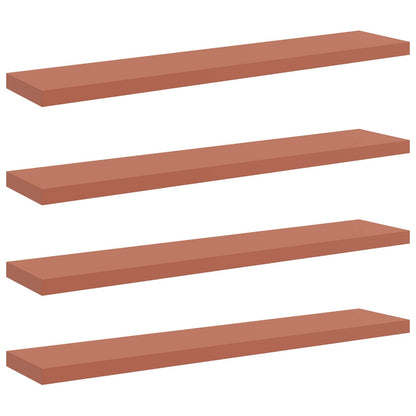 Wandplank met opslag 4 pcs Rood 120 x 23,5 x 4 cm Bewerkt hout