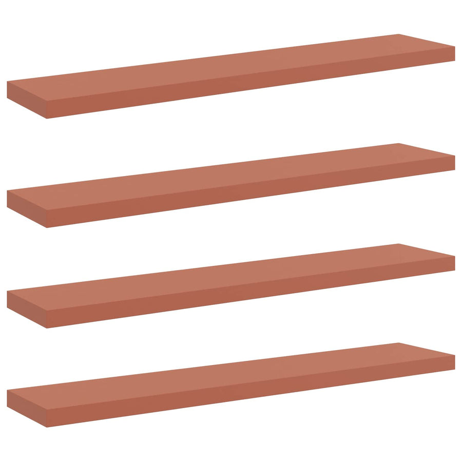 Wandplank met opslag 4 pcs Rood 120 x 23,5 x 4 cm Bewerkt hout