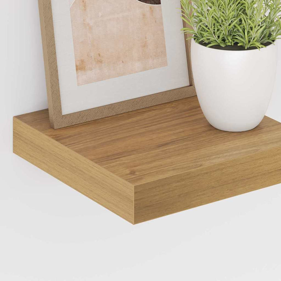Wandplank met opslag 2 pcs Bruin 23 x 23,5 x 4 cm Bewerkt hout