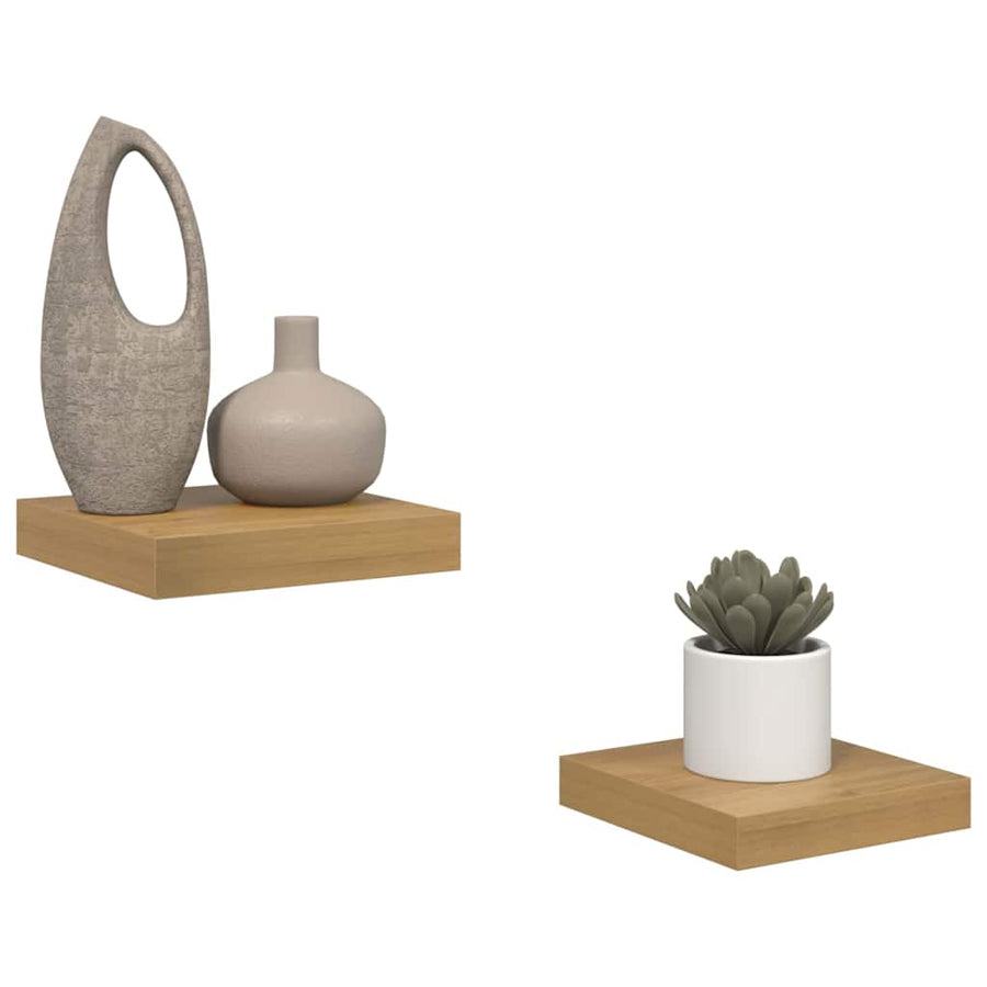 Wandplank met opslag 2 pcs Bruin 23 x 23,5 x 4 cm Bewerkt hout