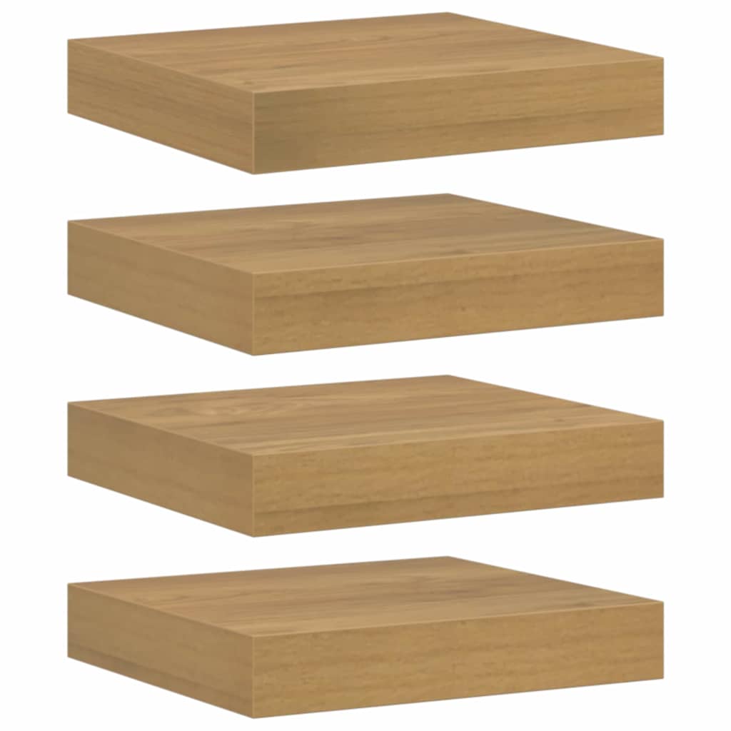 Wandplank met opslag 4 pcs Bruin 23 x 23,5 x 4 cm Bewerkt hout
