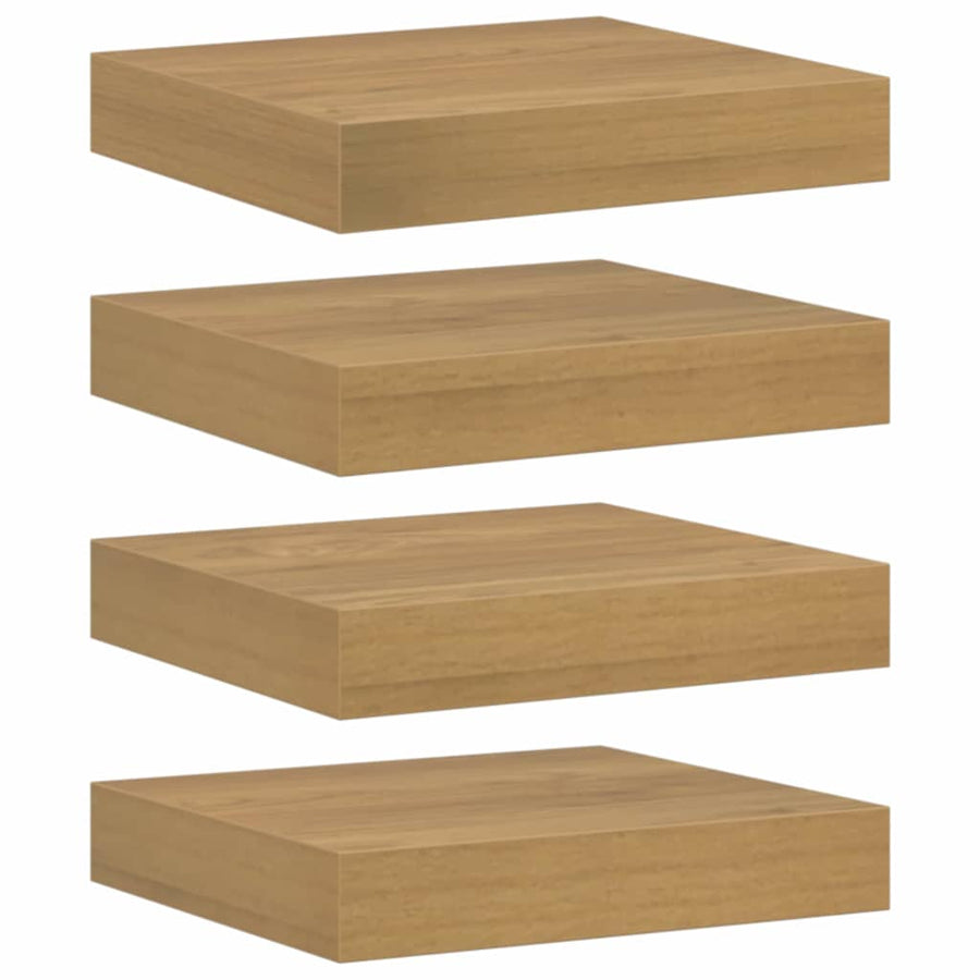 Wandplank met opslag 4 pcs Bruin 23 x 23,5 x 4 cm Bewerkt hout