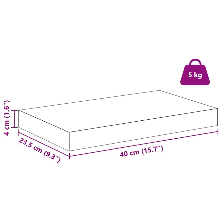 Wandplank Wandgemonteerd Bruin 40 x 23,5 x 4 cm Bewerkt hout
