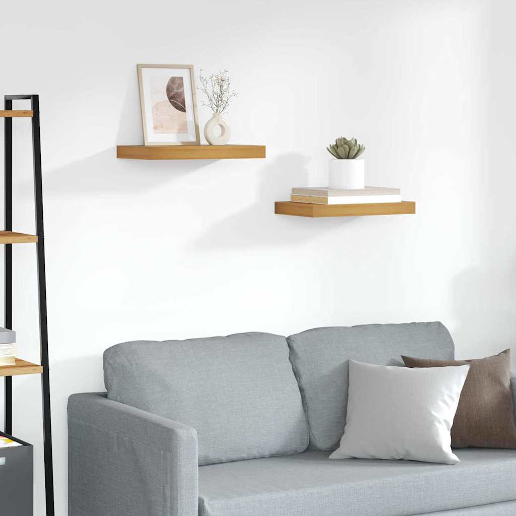 Wandplank met opslag 2 pcs Bruin 40 x 23,5 x 4 cm Bewerkt hout