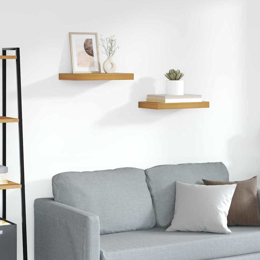 Wandplank met opslag 2 pcs Bruin 40 x 23,5 x 4 cm Bewerkt hout