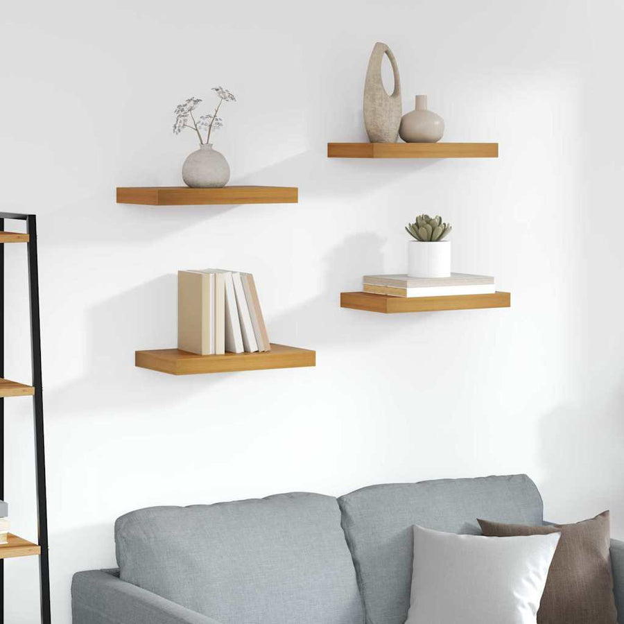 Wandplank met opslag 4 pcs Bruin 40 x 23,5 x 4 cm Bewerkt hout