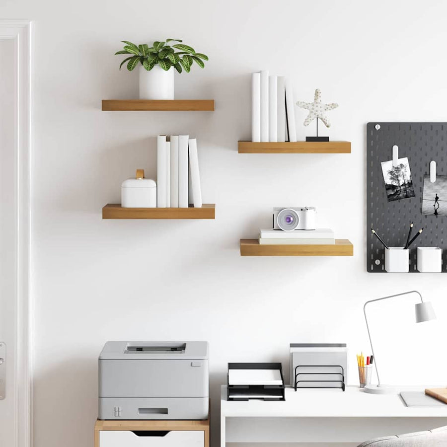 Wandplank met opslag 4 pcs Bruin 40 x 23,5 x 4 cm Bewerkt hout