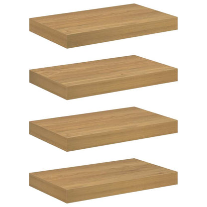 Wandplank met opslag 4 pcs Bruin 40 x 23,5 x 4 cm Bewerkt hout