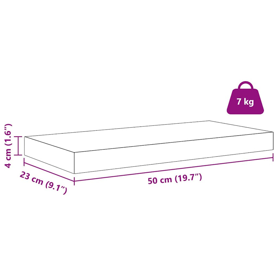 Wandplank Wandgemonteerd Bruin 50 x 23 x 4 cm Bewerkt hout