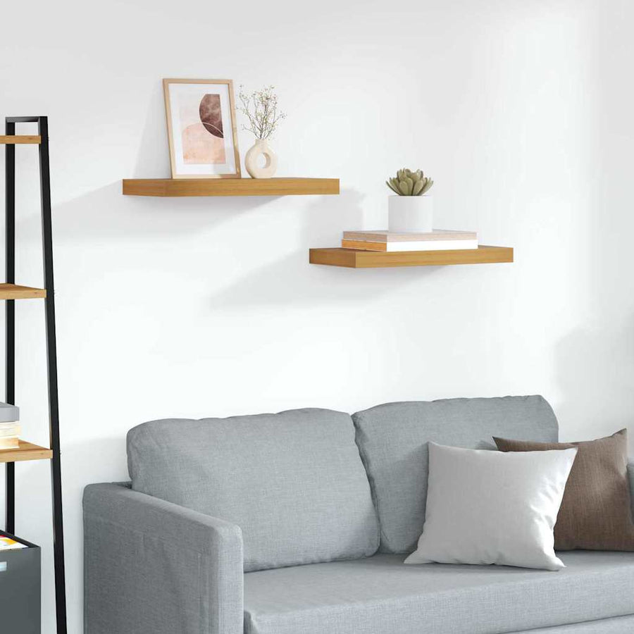 Wandplank met opslag 2 pcs Bruin 50 x 23 x 4 cm Bewerkt hout