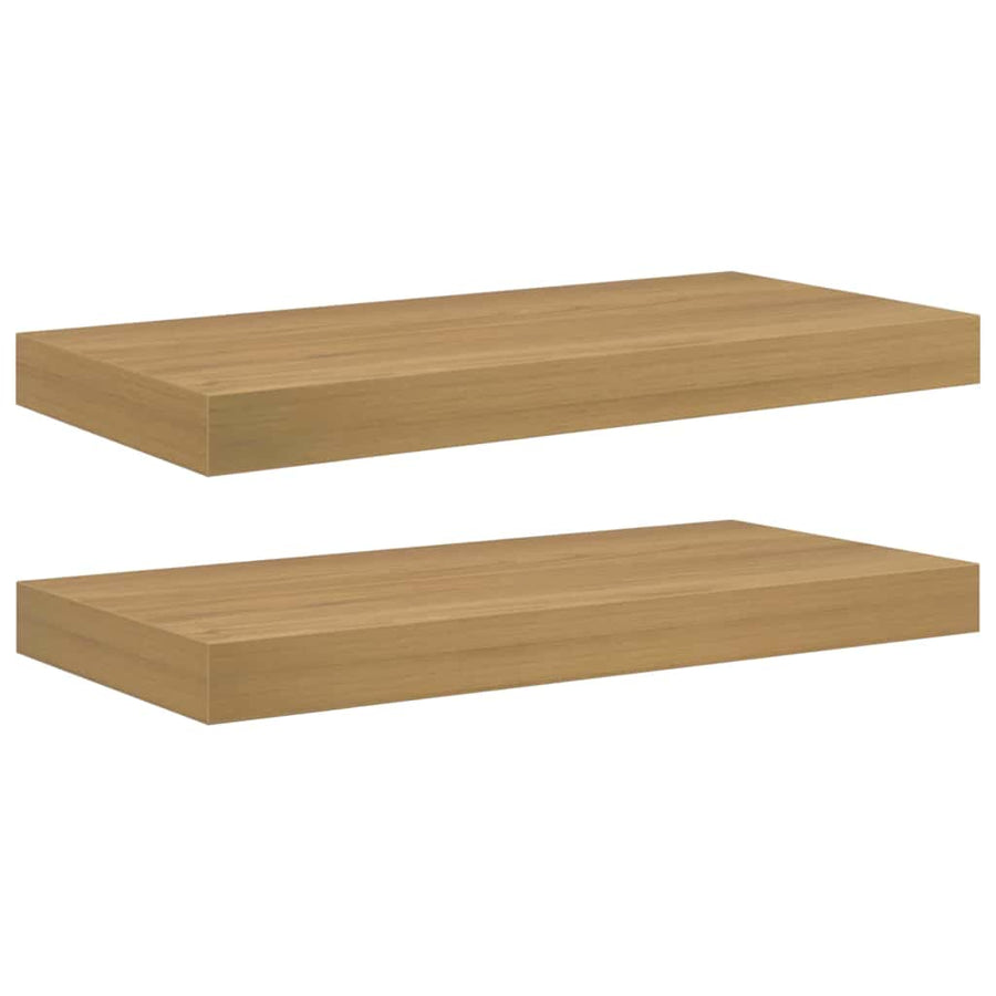 Wandplank met opslag 2 pcs Bruin 50 x 23 x 4 cm Bewerkt hout