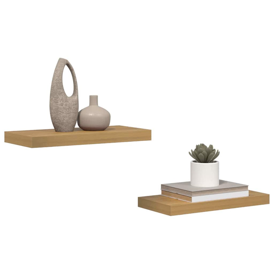 Wandplank met opslag 2 pcs Bruin 50 x 23 x 4 cm Bewerkt hout