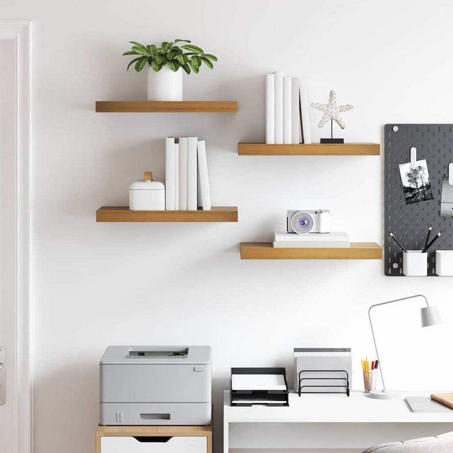Wandplank met opslag 4 pcs Bruin 50 x 23 x 4 cm Bewerkt hout