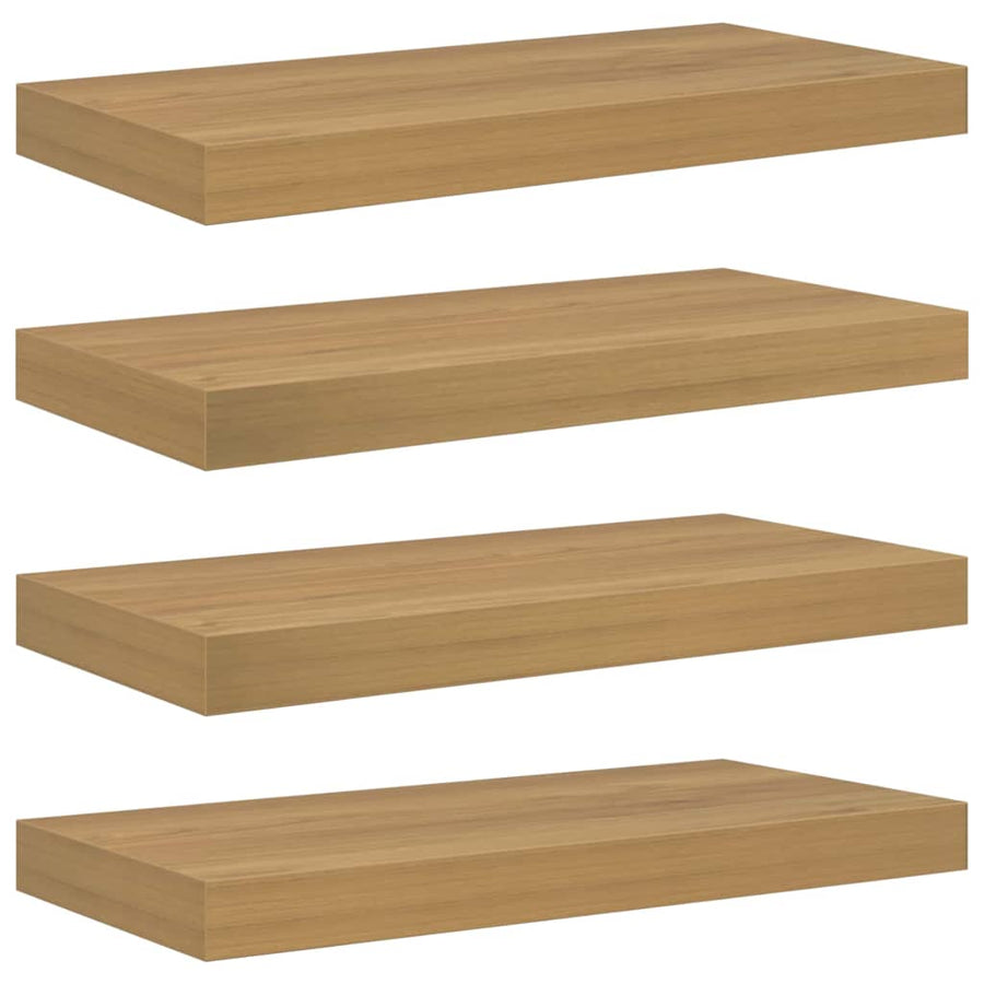 Wandplank met opslag 4 pcs Bruin 50 x 23 x 4 cm Bewerkt hout