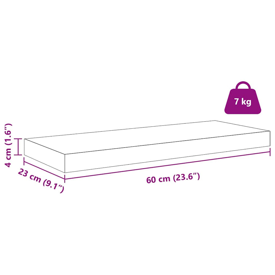 Wandplank Wandgemonteerd Bruin 50 x 23 x 4 cm Bewerkt hout