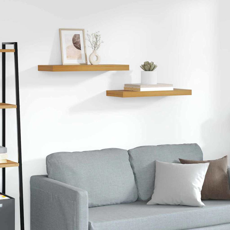 Wandplank met opslag 2 pcs Bruin 50 x 23 x 4 cm Bewerkt hout