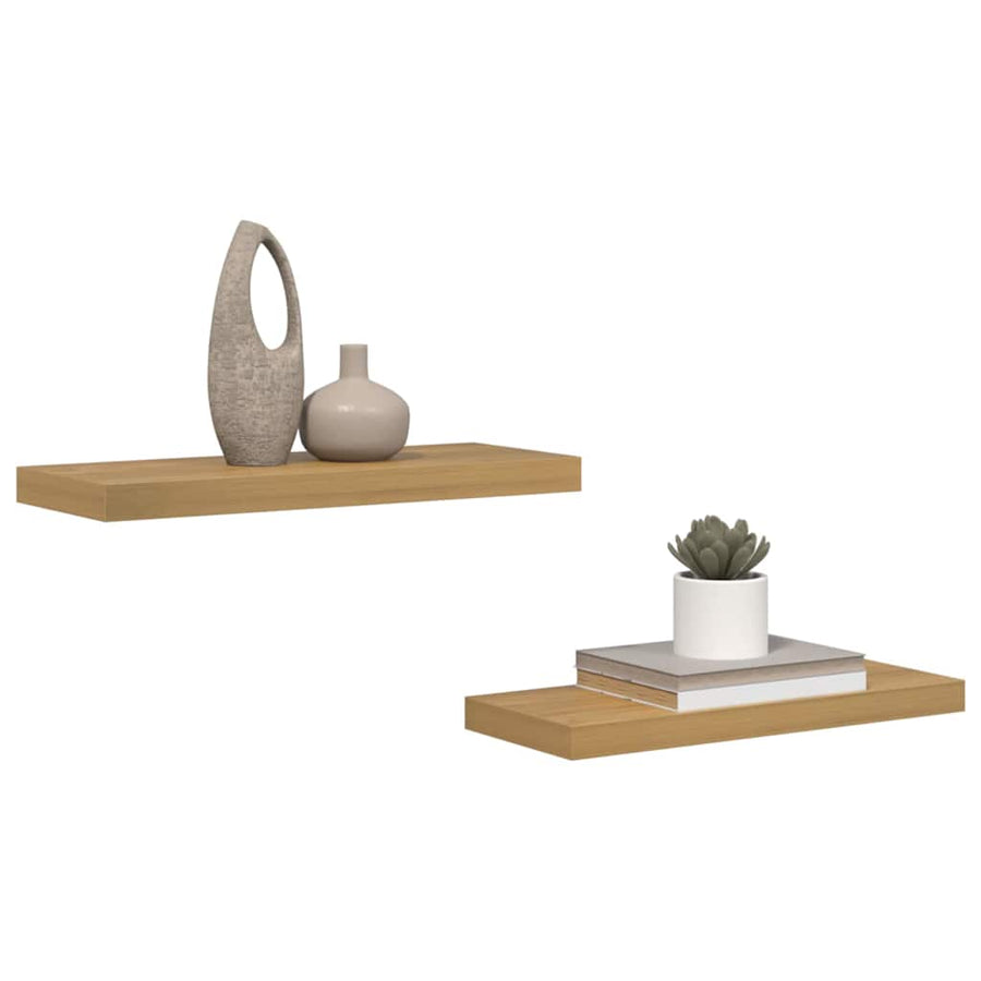 Wandplank met opslag 2 pcs Bruin 50 x 23 x 4 cm Bewerkt hout