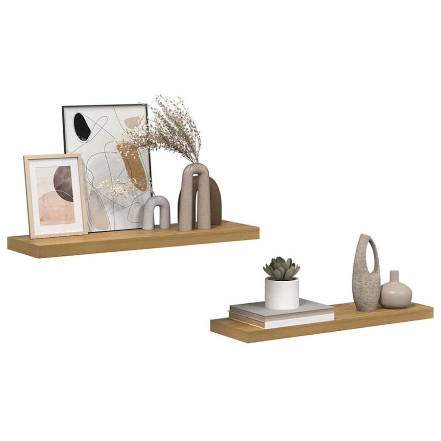 Wandplank met opslag 2 pcs Bruin 90 x 23,5 x 4 cm Bewerkt hout