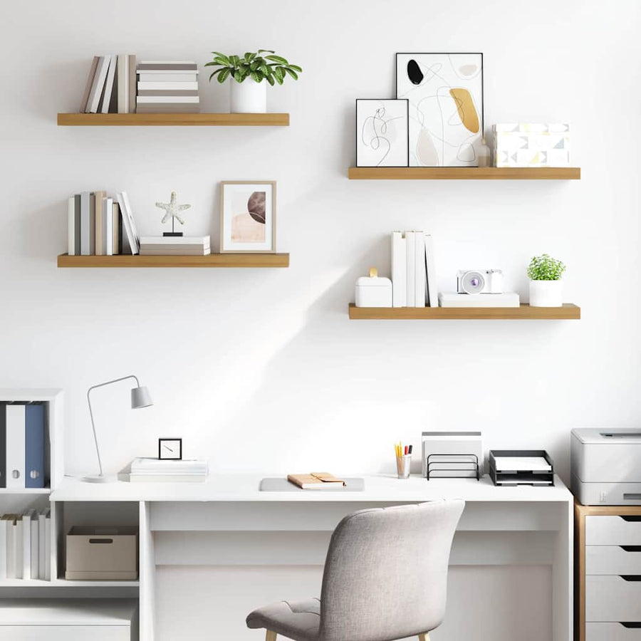 Wandplank met opslag 4 pcs Bruin 90 x 23,5 x 4 cm Bewerkt hout