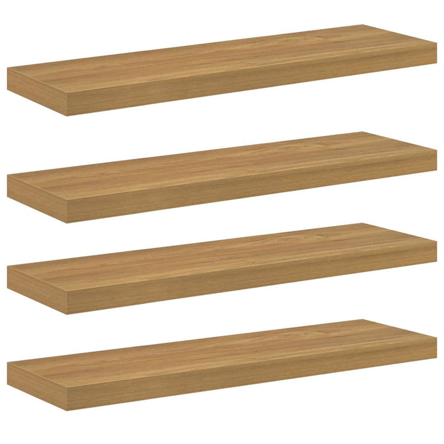 Wandplank met opslag 4 pcs Bruin 90 x 23,5 x 4 cm Bewerkt hout