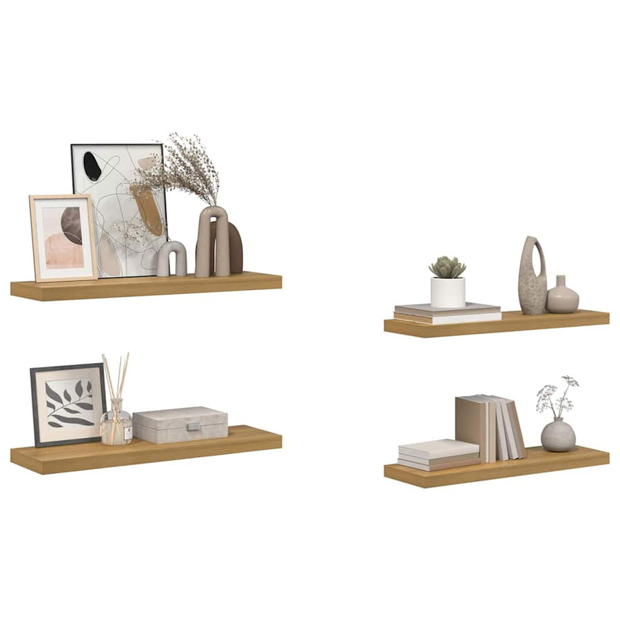 Wandplank met opslag 4 pcs Bruin 90 x 23,5 x 4 cm Bewerkt hout