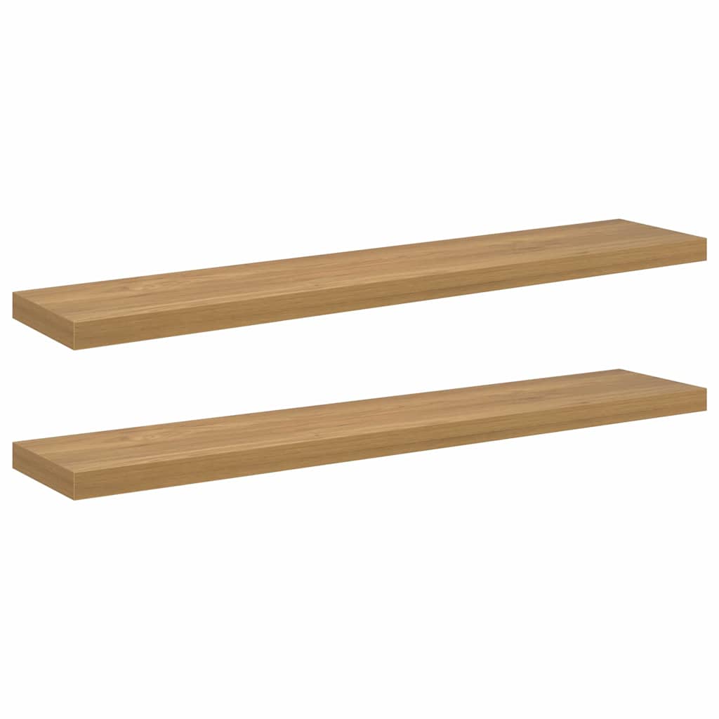 Wandplank met opslag 2 pcs Bruin 120 x 23,5 x 4 cm Bewerkt hout