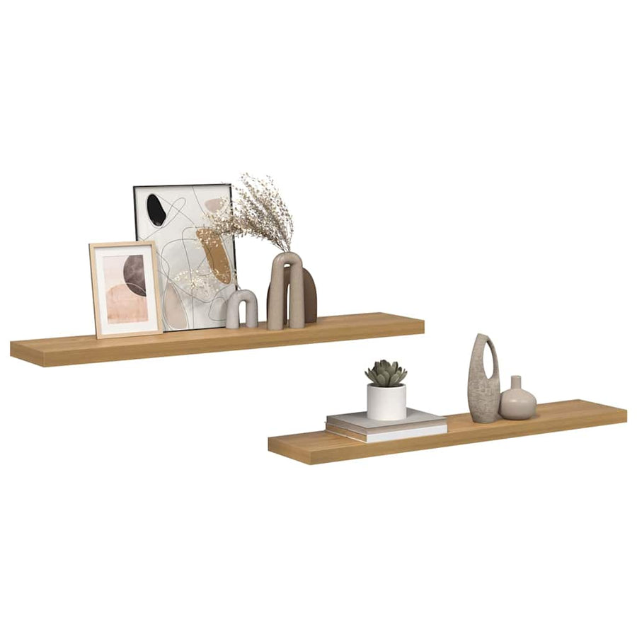 Wandplank met opslag 2 pcs Bruin 120 x 23,5 x 4 cm Bewerkt hout