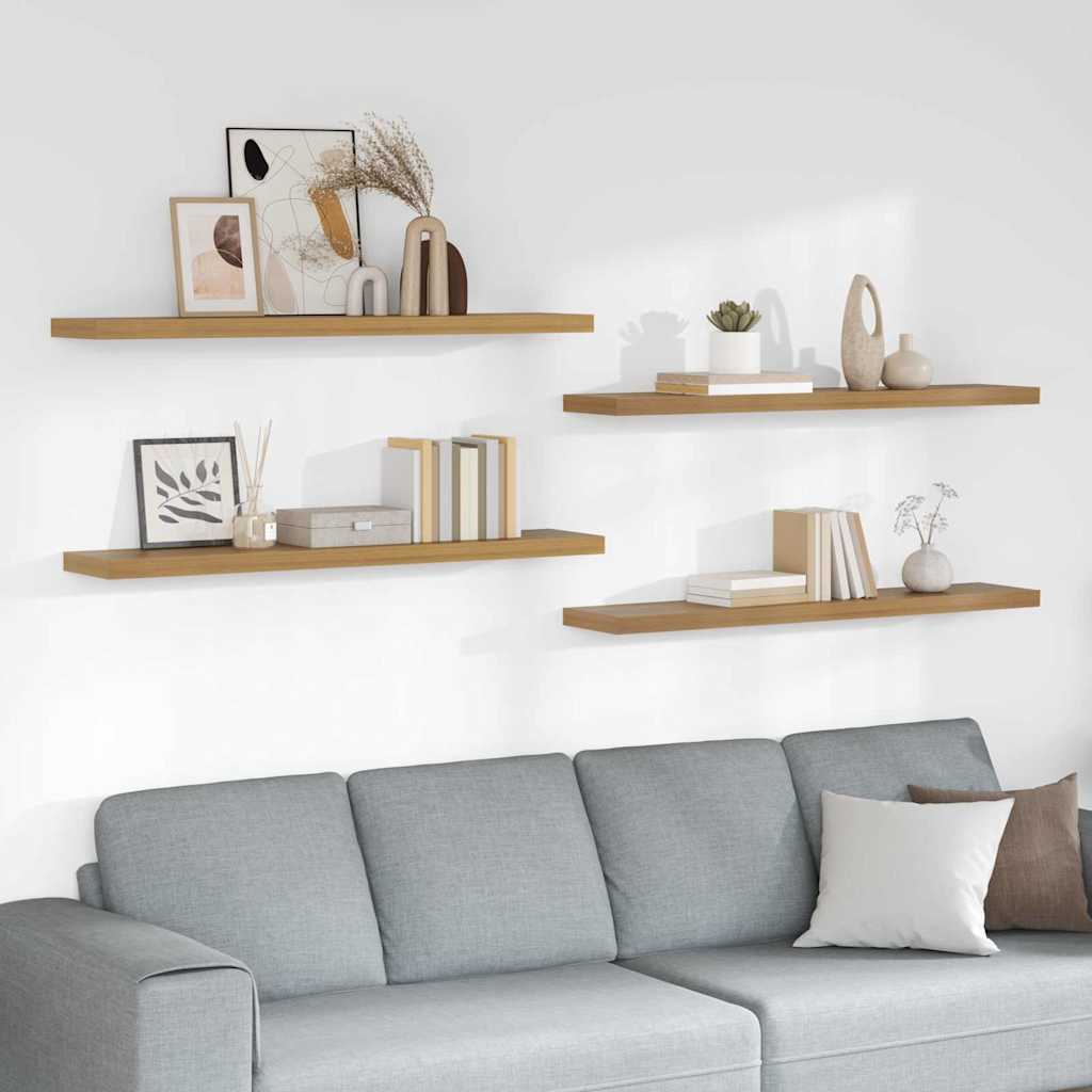 Wandplank met opslag 4 pcs Bruin 120 x 23,5 x 4 cm Bewerkt hout