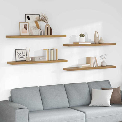 Wandplank met opslag 4 pcs Bruin 120 x 23,5 x 4 cm Bewerkt hout