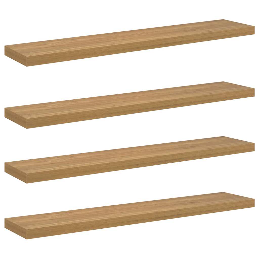 Wandplank met opslag 4 pcs Bruin 120 x 23,5 x 4 cm Bewerkt hout