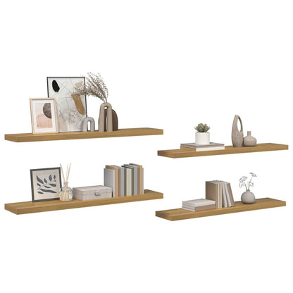 Wandplank met opslag 4 pcs Bruin 120 x 23,5 x 4 cm Bewerkt hout