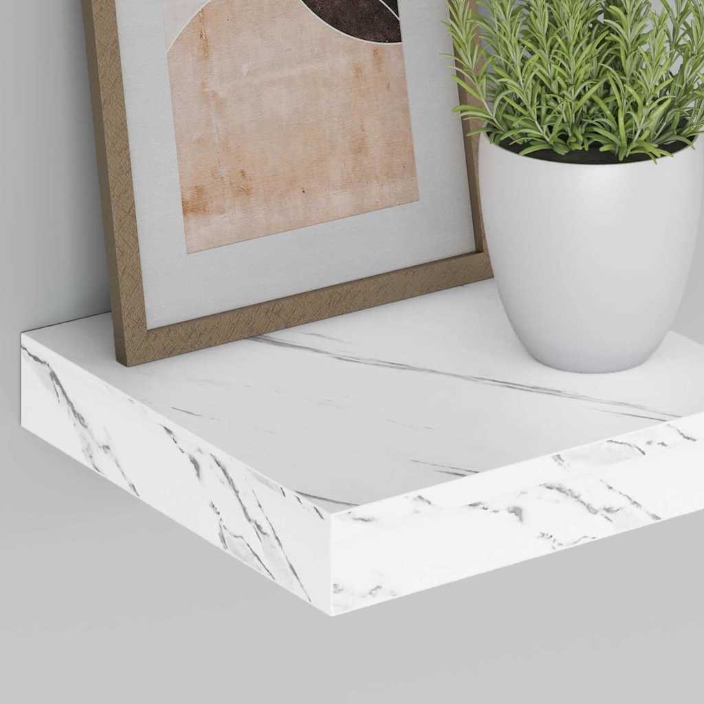 Wandplank met opslag Wit Marmer 23 x 23,5 x 4 cm Bewerkt hout