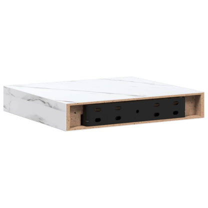 Wandplank met opslag Wit Marmer 23 x 23,5 x 4 cm Bewerkt hout