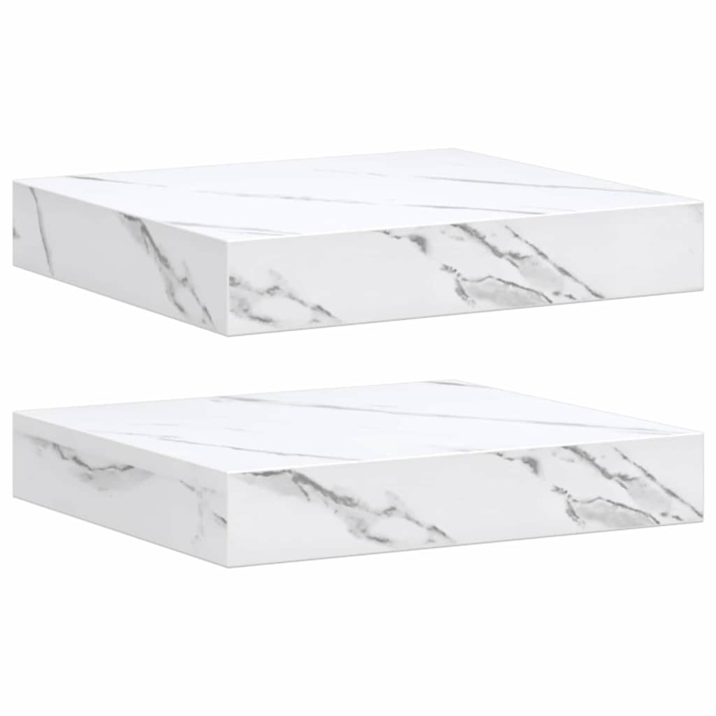 Wandplank 2 pcs Wit Marmer 23 x 23,5 x 4 cm Bewerkt hout